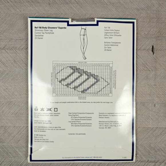 Vintage Givenchy Body Gleamers Superb Control Top Pantyhose Silver Fox Size D - Picture 3 of 3